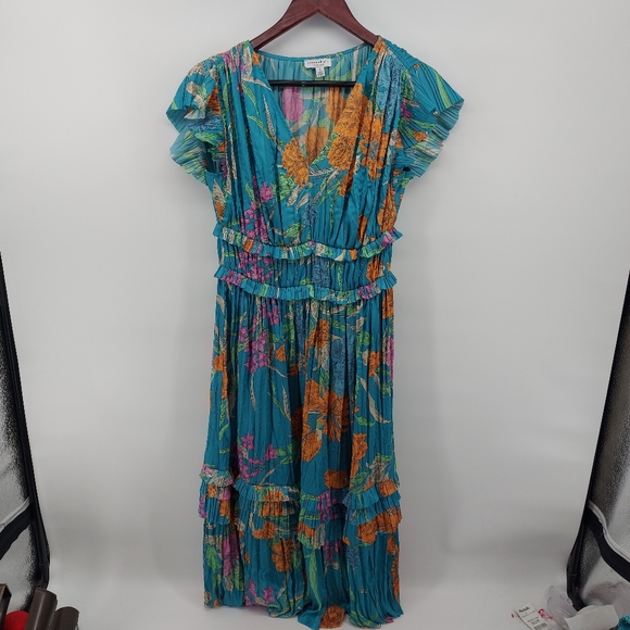 Current Air JASMINE FLUTTER SLEEVE PLEATED V NECK DRESS- MINT Size Small - Picture 8 of 12